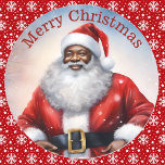 African American Santa Claus Christmas Watercolor Classic Round Sticker<br><div class="desc">African American Santa Claus Christmas Watercolor</div>