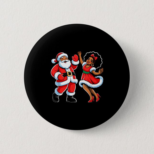 African American Santa Claus Dancing Funny Christm 6 Cm Round Badge (Front)