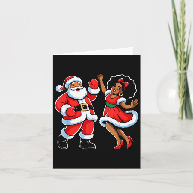 African American Santa Claus Dancing Funny Christm Card (Front)