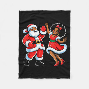 African American Santa Claus Dancing Funny Christm Fleece Blanket