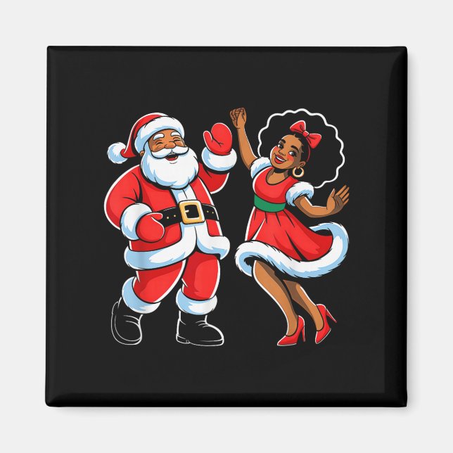 African American Santa Claus Dancing Funny Christm Magnet (Front)