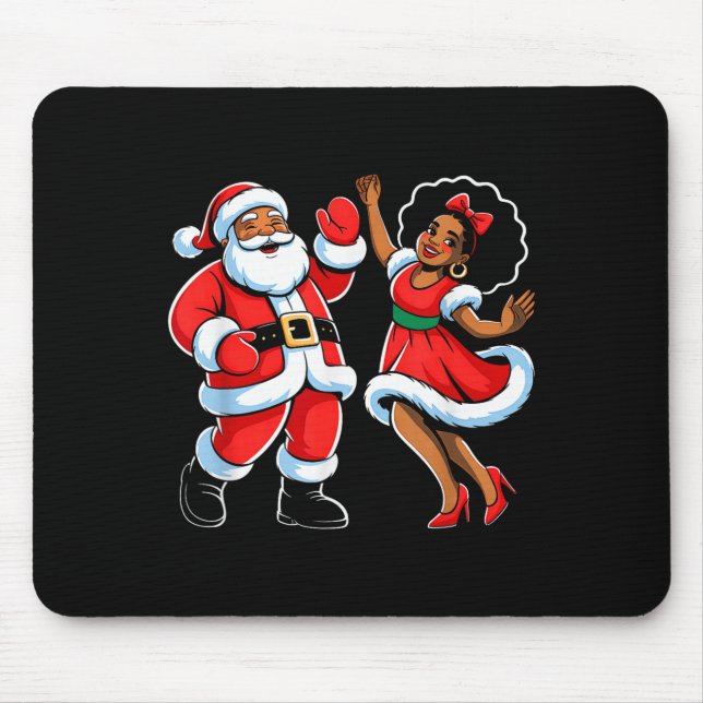 African American Santa Claus Dancing Funny Christm Mouse Mat (Front)