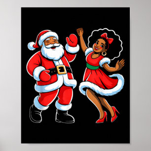African American Santa Claus Dancing Funny Christm Poster