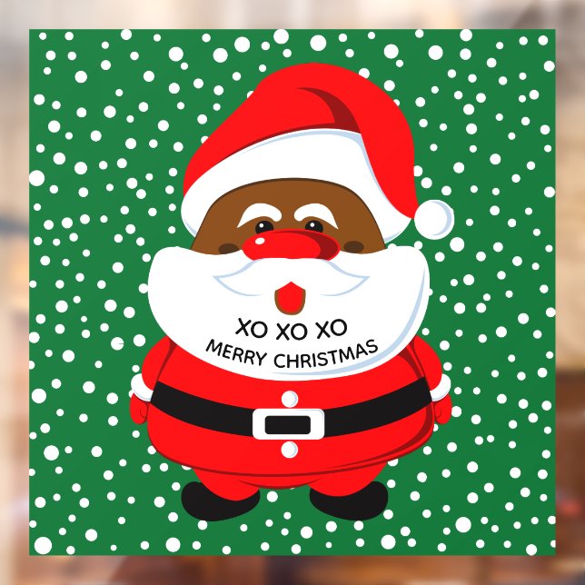 African-American Santa Claus green Christmas Window Cling (Sheet 2)