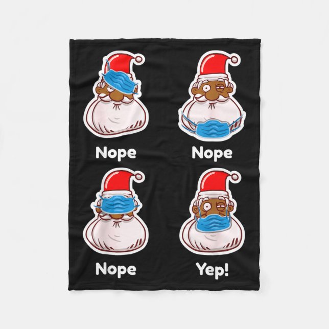 African American Santa Claus Matching Christmas Pa Fleece Blanket (Front)