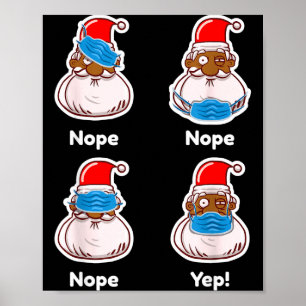 African American Santa Claus Matching Christmas Pa Poster