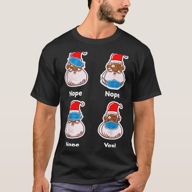African American Santa Claus Matching Christmas Pa T-Shirt (Front)