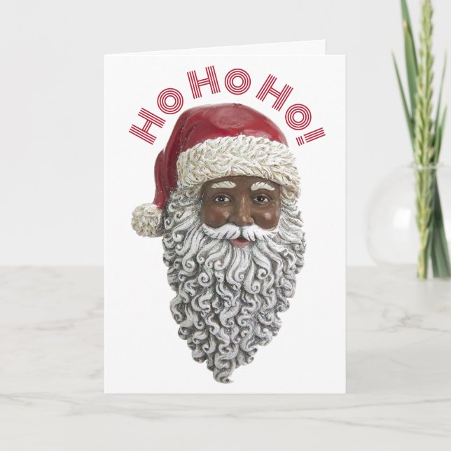 African American Santa Claus Merry Christmas Card (Front)