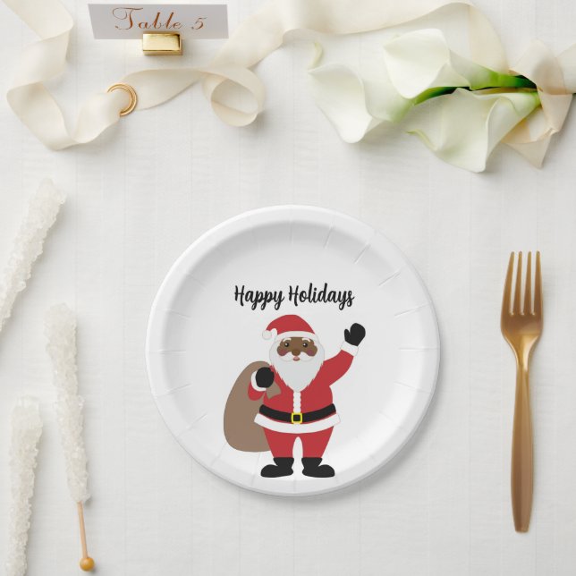 African American  Santa Claus  Paper Plate (Wedding)