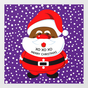 African-American Santa Claus purple Christmas Window Cling