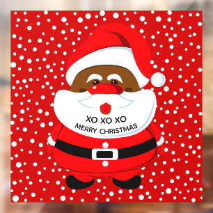 African-American Santa Claus red Christmas Window Cling