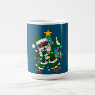 African American Santa claus Ugly Christmas Pajama Coffee Mug