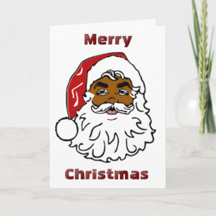 AFRICAN AMERICAN SANTA CLAUS WISHES HOLIDAY CARD