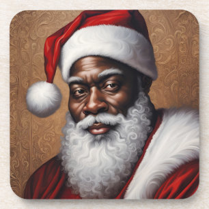African American Santa Coasters with Cork Backing