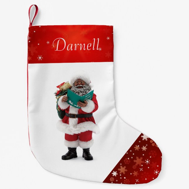 African American Santa Custom Christmas Stocking (Front)