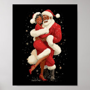 African American Santa Dancing With Mrs Claus For  Poster
