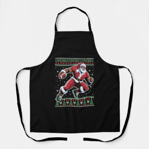 African American Santa Football Ugly Christmas  Apron
