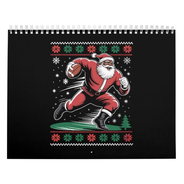  African American Santa Football Ugly Christmas Calendar (Cover)