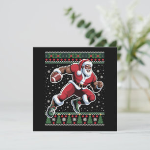 African American Santa Football Ugly Christmas  Holiday Card