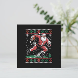  African American Santa Football Ugly Christmas Holiday Card