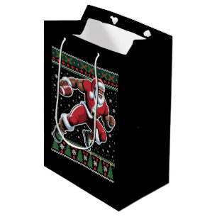 African American Santa Football Ugly Christmas  Medium Gift Bag
