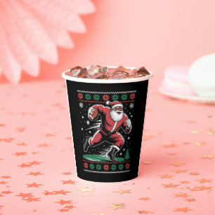  African American Santa Football Ugly Christmas Paper Cups