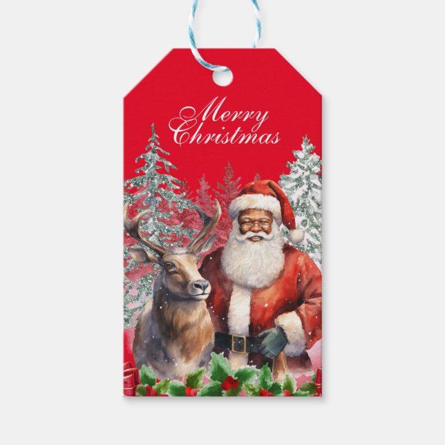 African American Santa Gift Tag (Front)