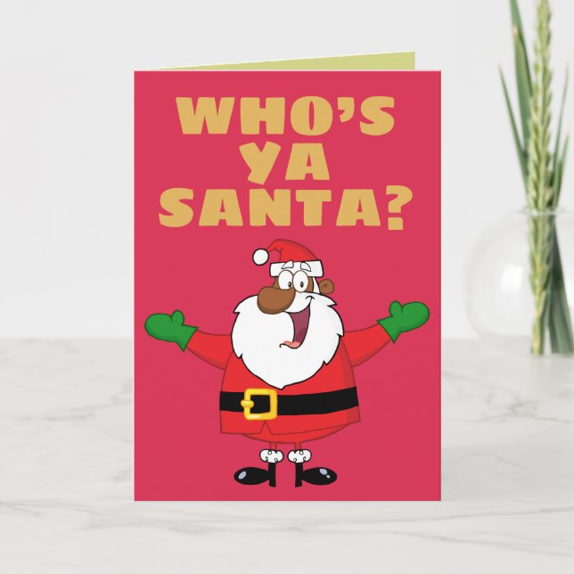 African American Santa Hugs Holiday Card (Front)