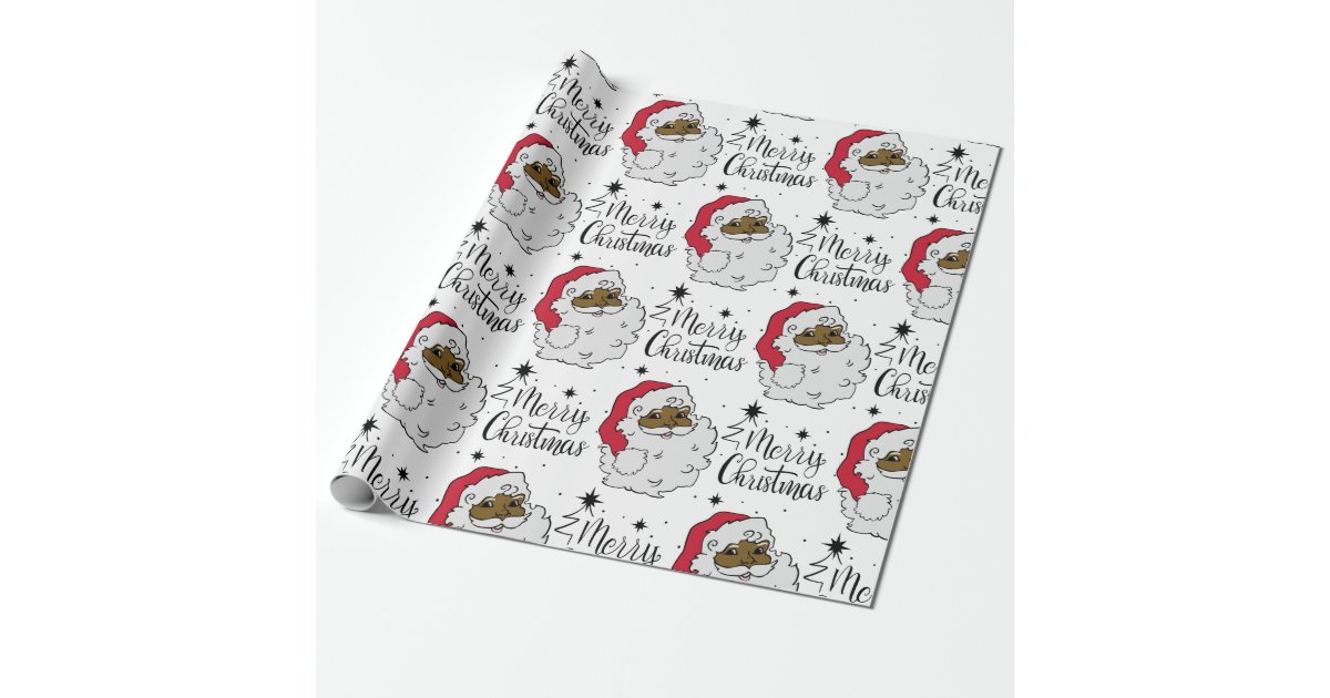 African American Santa Merry Christmas Wrapping Paper | Zazzle