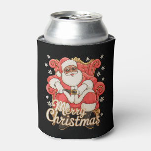 African American Santa Merry Christmas Xmas Can Cooler