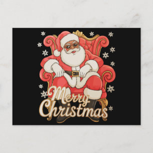 African American Santa Merry Christmas Xmas Holiday Postcard