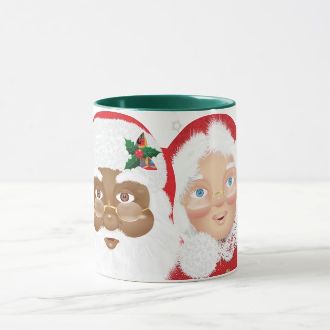 African American Santa & Mrs Claus Christmas Mug (Center)