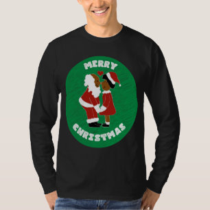 African American Santa & Mrs Claus Matching Couple T-Shirt