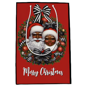 African American Santa & Mrs. Claus Medium Gift Bag