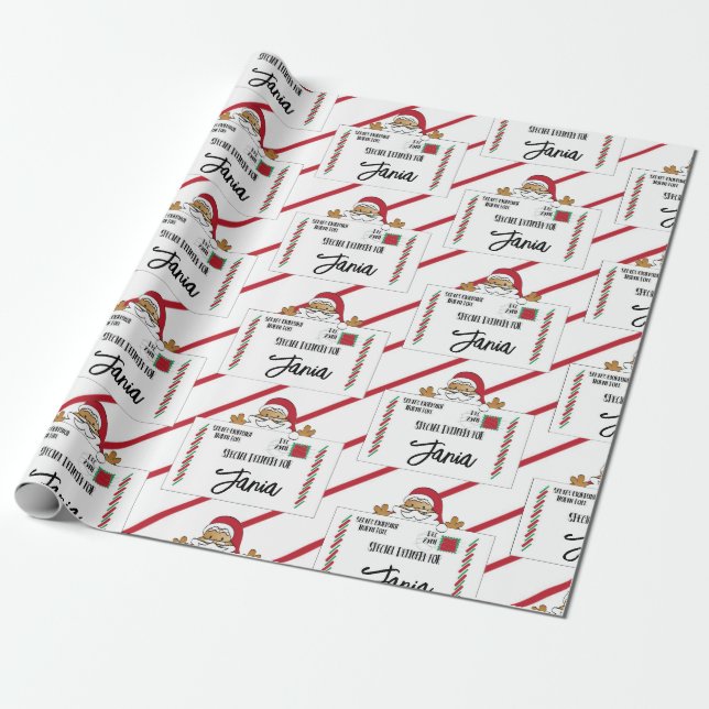 African American Santa North Pole Delivery for Kid Wrapping Paper (Unrolled)
