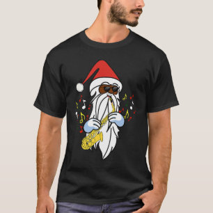 African American Santa Playing the Saxophone Jazz T-Shirt