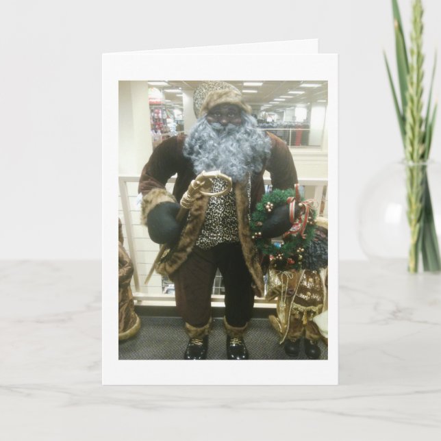 AFRICAN AMERICAN SANTA WISHES HOLIDAY CARD (Front)