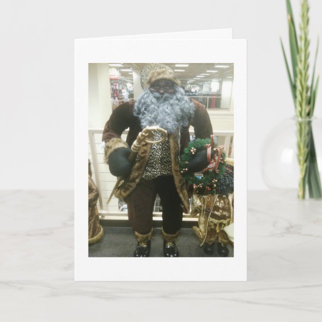 AFRICAN AMERICAN SANTA WISHES HOLIDAY CARD (Front)