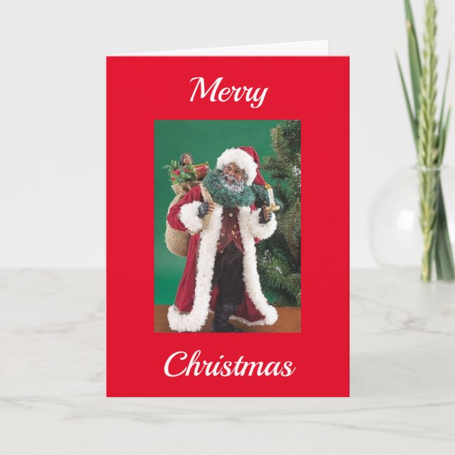 AFRICAN AMERICAN SANTA WISHES HOLIDAY CARD (Front)