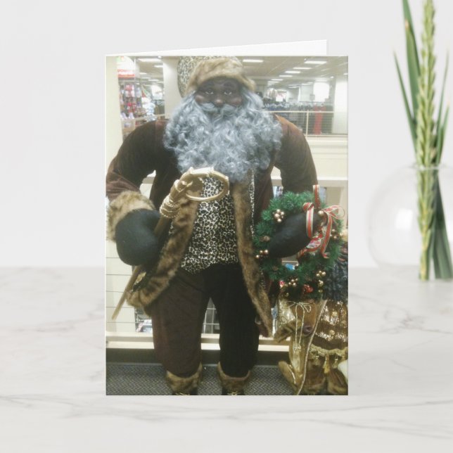 AFRICAN AMERICAN SANTA WISHES HOLIDAY CARD (Front)