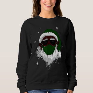 African American Santa With Mask Black Christmas Sweatshirt