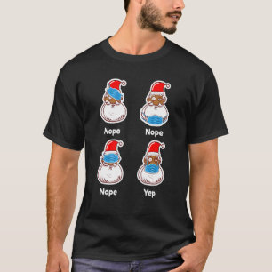 African American Santa With Mask Christmas Graphic T-Shirt