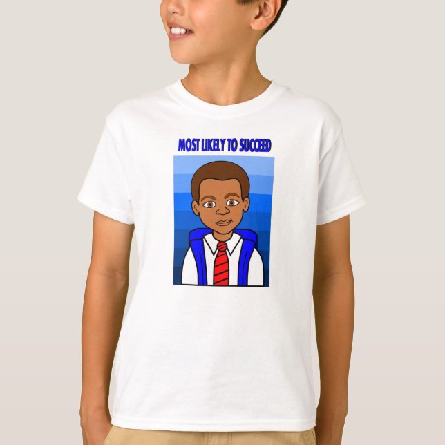 African American Schoolboy Most Likely to Succeed T-Shirt (Front)