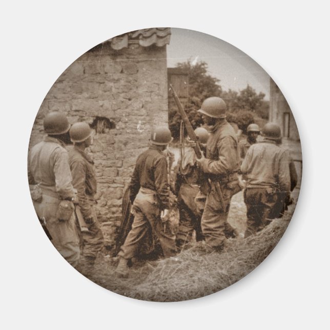 African American Servicemen Clearing Buildings Magnet (Front)