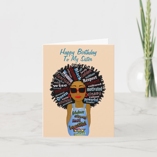 African American Sister Happy Birthday Card (Front)