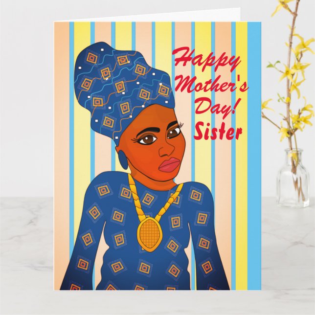 African American Sister Mother's Day Card (Yellow Flower)