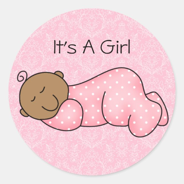 African American Sleeping Baby Sticker (Front)