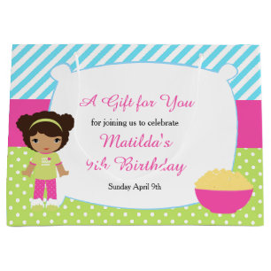 African American Sleepover Slumber Party Birthday Large Gift Bag