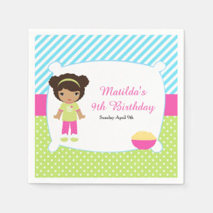 African American Sleepover Slumber Party Birthday Napkin
