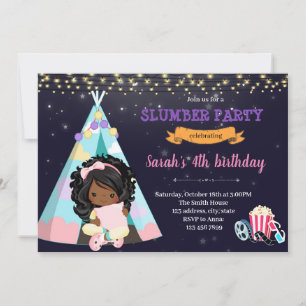 African American slumber party invitation